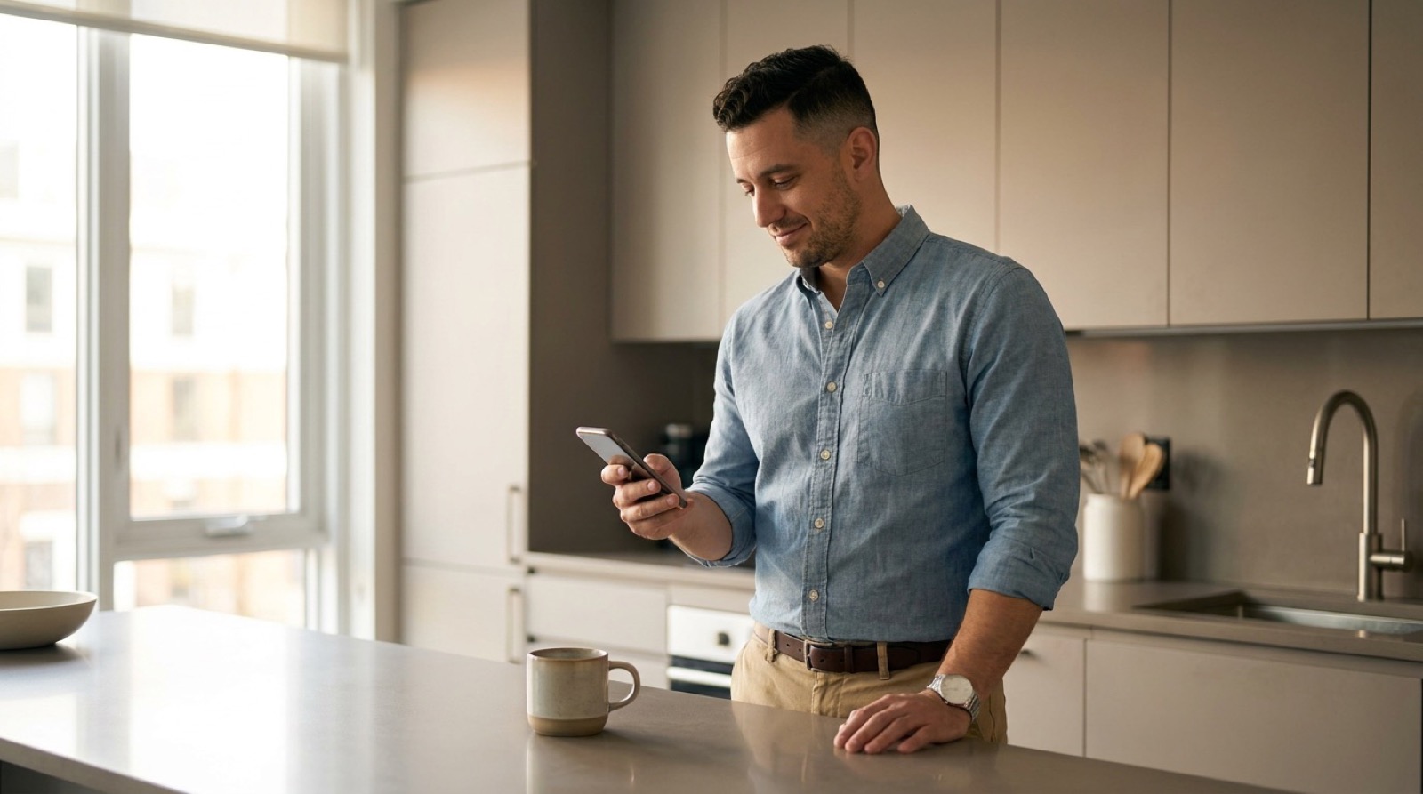 Driver checking the Kommutr app at home before a commute